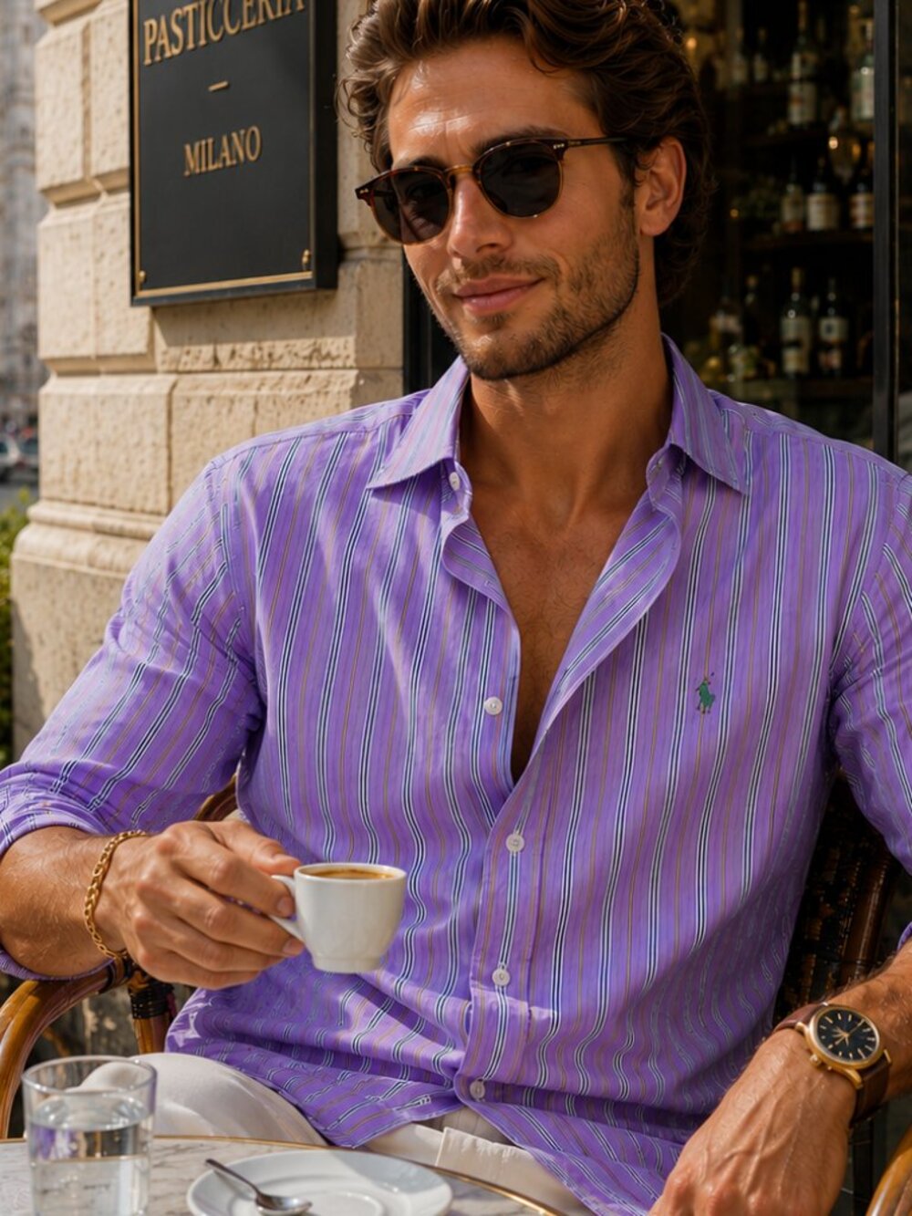 Ralph Lauren Classic Fit Lavender Stripe 100% Cotton Dress Shirt 16 32/33 NEW